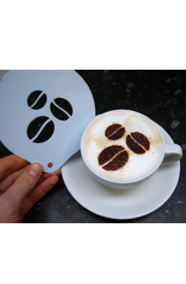 delidrinks Pochoir PVC blanc 3 GRAINS DE CAFE