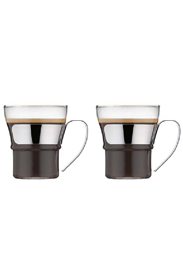 Bodum SET x 2 ASSAM Tasse verre Poignée métal 10oz/300ml