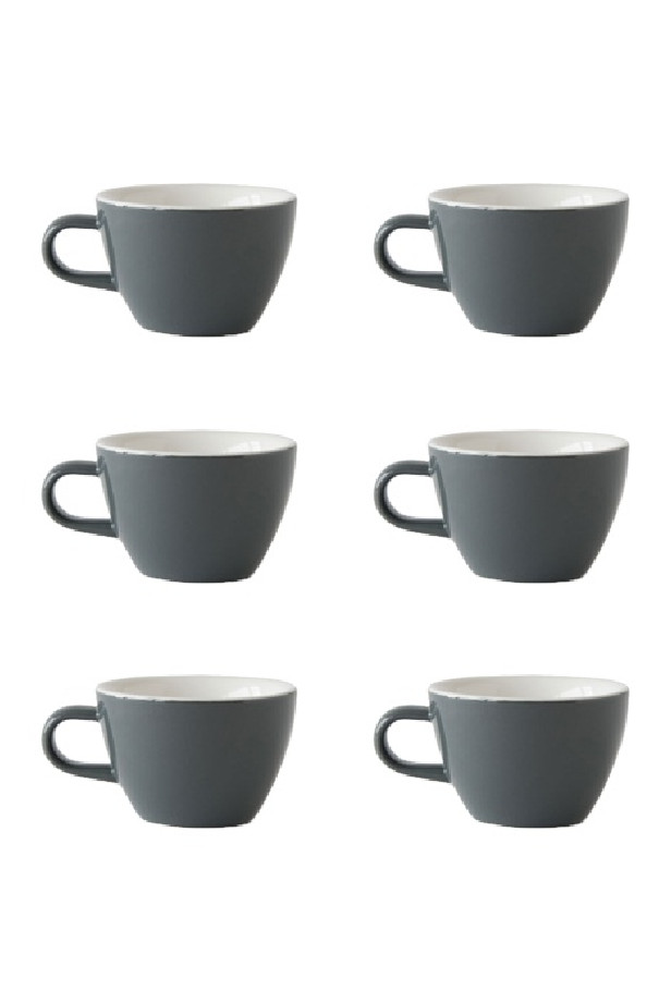 Set x 6 FLAT WHITE tasse porcelaine 150ml Gris Set x 6 FLAT WHITE tasse porcelaine 150ml Gris