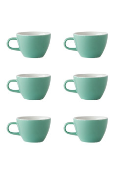 Set x 6 FLAT WHITE tasse porcelaine 150ml Vert