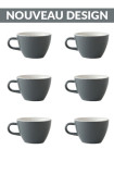 Set x 6 FLAT WHITE tasse porcelaine 150ml Gris