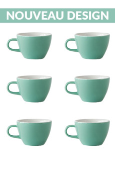 Set x 6 FLAT WHITE tasse porcelaine 150ml Vert