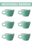 Set x 6 FLAT WHITE tasse porcelaine 150ml Vert