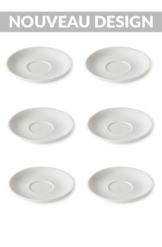 Set x 6 FLAT WHITE soucoupe porcelaine 140mm Blanc