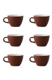 Set x 6 FLAT WHITE tasse porcelaine 150ml Marron