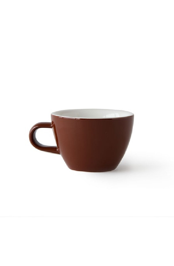 Set x 6 FLAT WHITE tasse porcelaine 150ml Marron