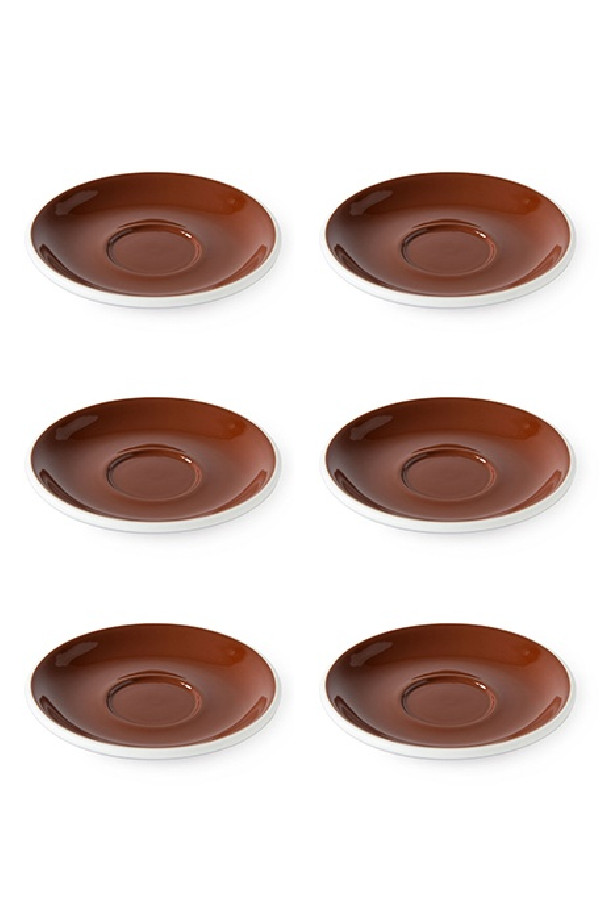 Set x 6 soucoupes porcelaine 140mm Marron