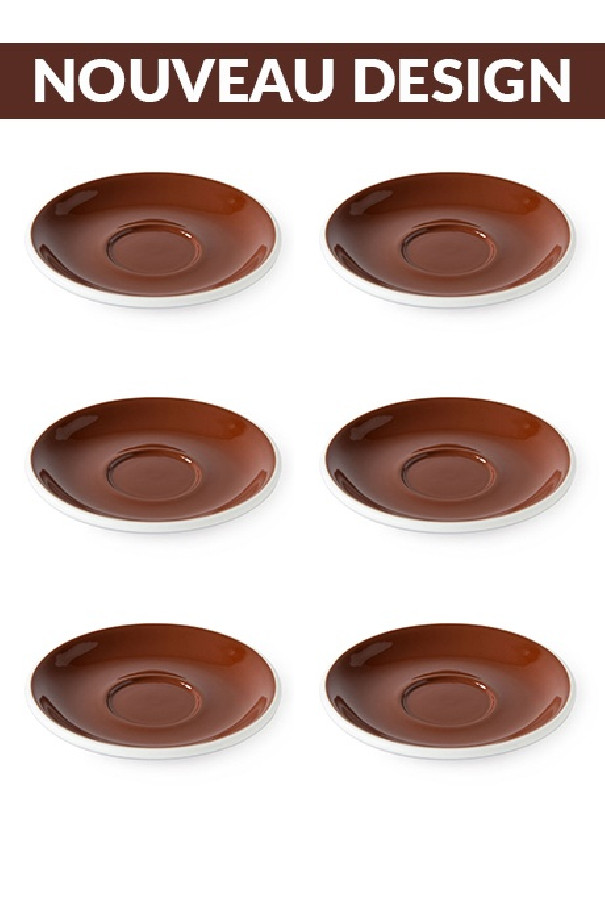 Set x 6 soucoupes porcelaine 140mm Marron