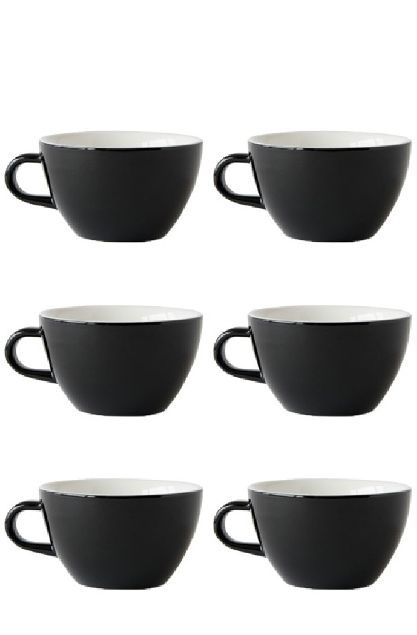 Set x 6 LATTE tasse porcelaine 280ml Noir