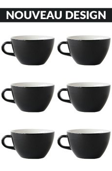 Set x 6 LATTE tasse porcelaine 280ml Noir