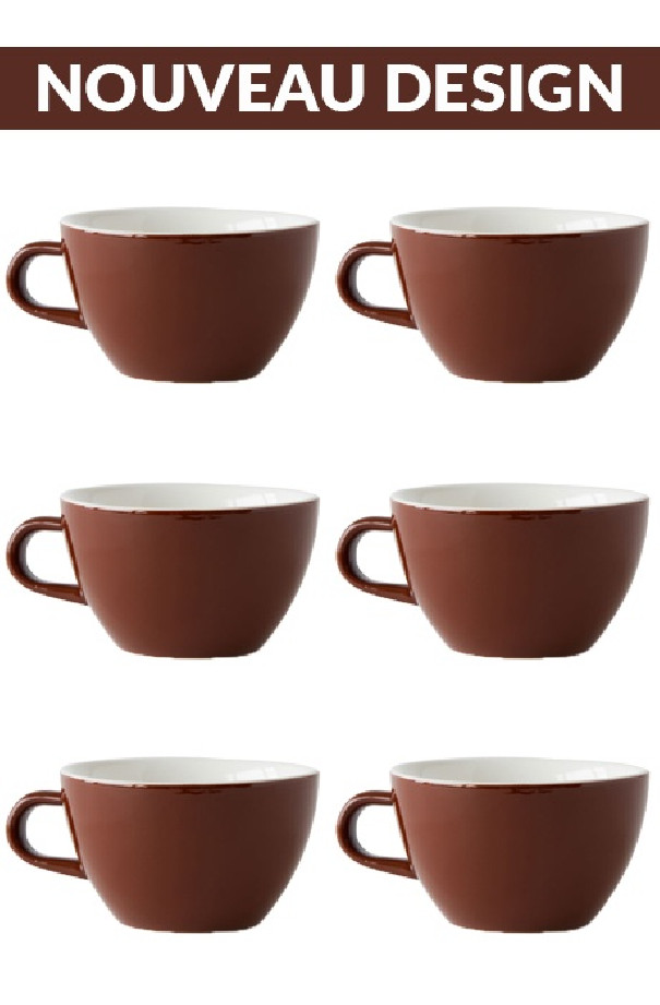 Set x 6 LATTE tasse porcelaine 280ml Marron