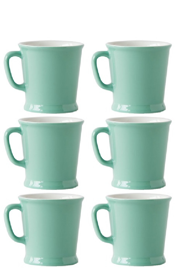 Set x 6 MUG porcelaine 230ml Vert