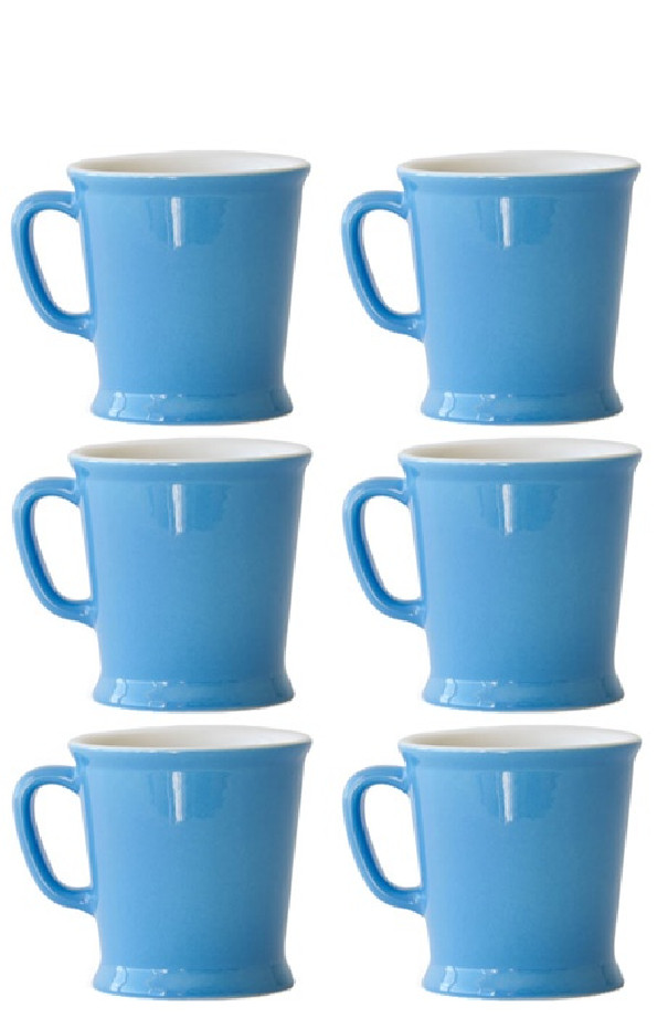 Set x 6 MUG porcelaine 230ml Bleu