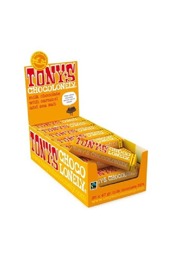 Tony's barre chocolat lait caramel salé présentoir 35x47g