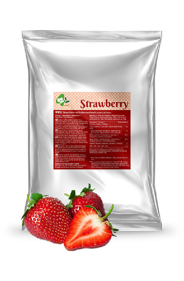 BUBBLE TEA POUDRE FRAISE VEGAN POCHE 1KG