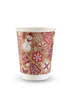 VEGWARE - GOBELET NOEL KRAFT DOUBLE PAROI 12OZ Ø89MM x25 LOGO REGLEMENTAIRE