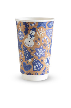 VEGWARE - GOBELET NOEL KRAFT DOUBLE PAROI 16OZ Ø89MM x20 LOGO REGLEMENTAIRE