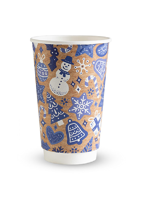 VEGWARE - GOBELET NOEL KRAFT DOUBLE PAROI 16OZ Ø89MM x20 LOGO REGLEMENTAIRE