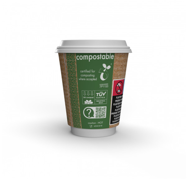 VEGWARE - GOBELET KRAFT DOUBLE PAROI 8OZ/236ML Ø79MM x25 LOGO REGLEMENTAIRE