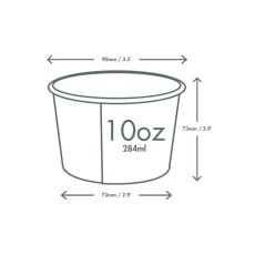 VEGWARE - POT SOUPE/GLACE PLA BLANC COMPOSTABLE 10OZ/296ML Ø90MM x50