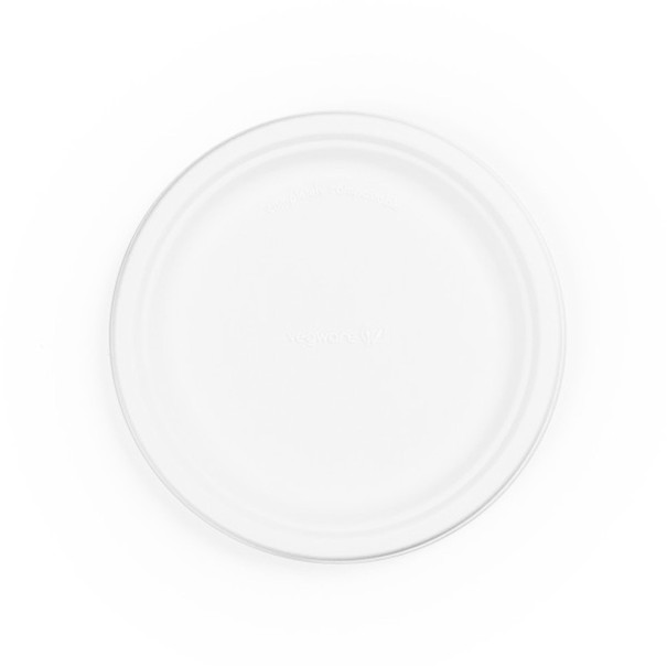 VEGWARE - ASSIETTE BAGASSE BLANC COMPOSTABLE Ø23CM x50