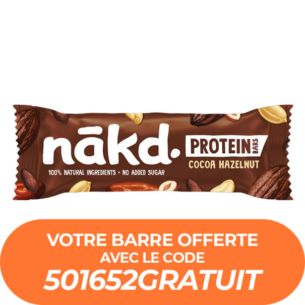 NAKD - PROTEIN BARRE VEGAN CACAO NOISETTE 45G ECHANTILLON x1