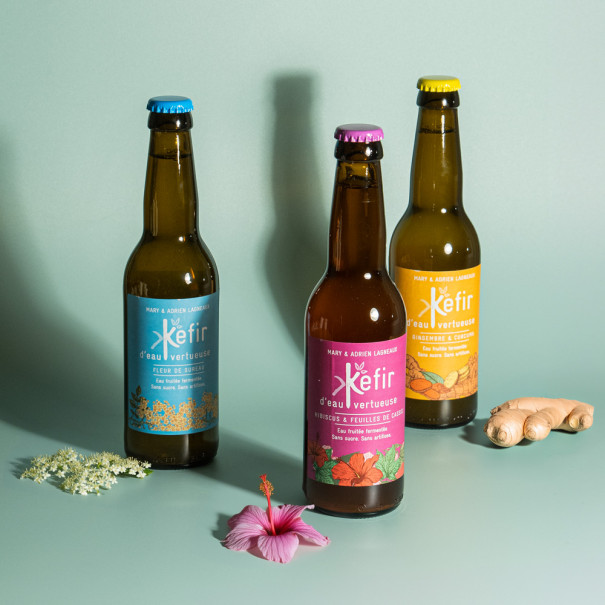 KEFIR EAU VERTUEUSE - FLEUR DE SUREAU BOUTEILLE VERRE 330ML x12 BIO