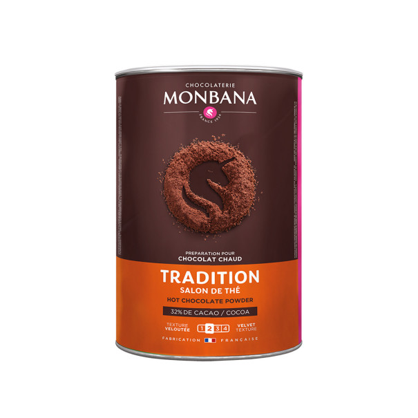 MONBANA - TRADITION SALON DE THE CHOCOLAT EN POUDRE 32% CACAO BOITE 1KG