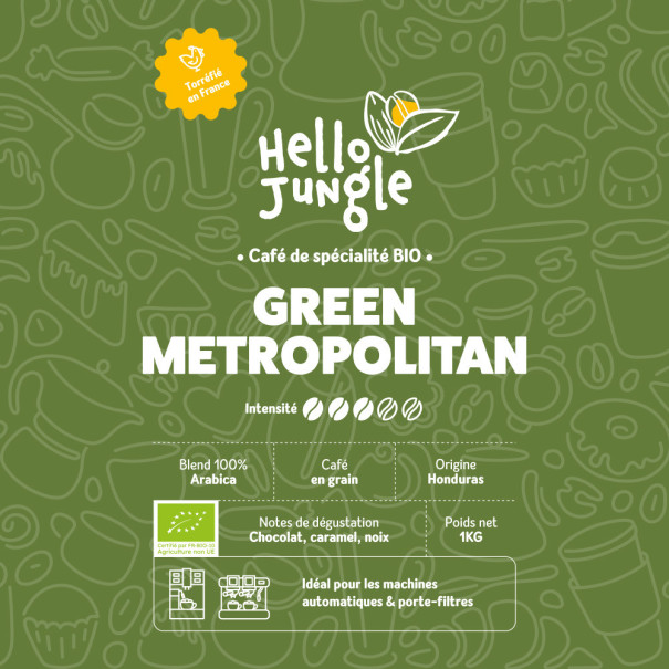 Hello Jungle -  Green Metropolitan café de spécialité en grain sachet 1kg bio