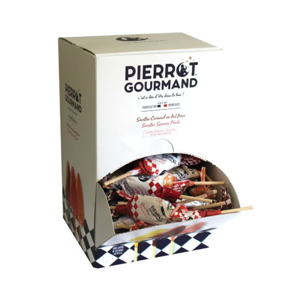 Pierrot Gourmand - Mix de sucettes au caramel et aux fruits 13g x100