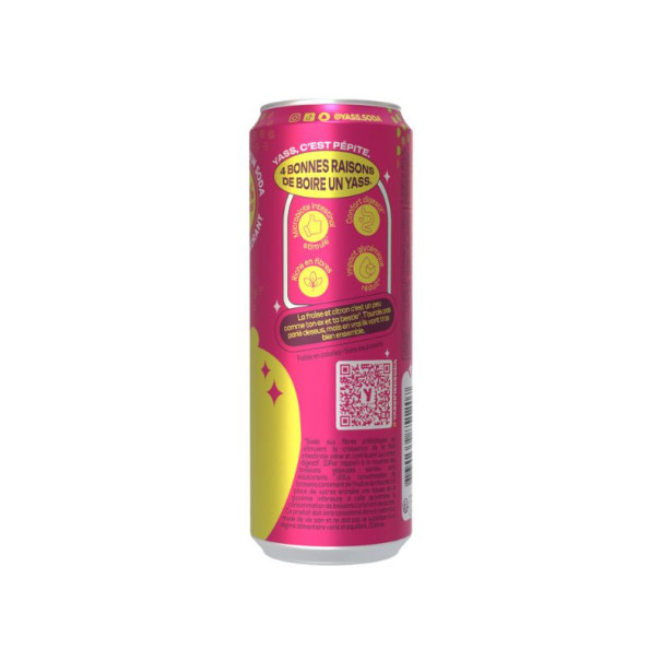 Yass - Soda prébiotique pinky lemonade fraise citron 330ml x12
