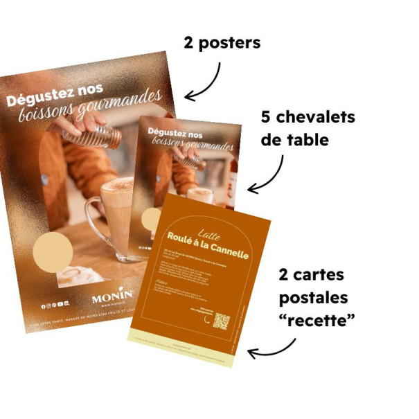 Monin - Kit PLV automnale: posters, fiches recettes, chevalets Monin - Kit PLV automnale: posters, fiches recettes, chevalets