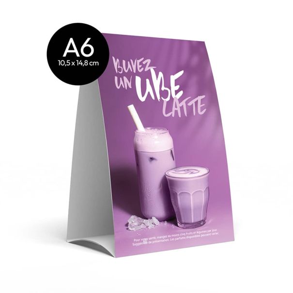 PLV - CHEVALET DE TABLE UBE LATTE A6 x1 PLV - CHEVALET DE TABLE UBE LATTE A6 x1