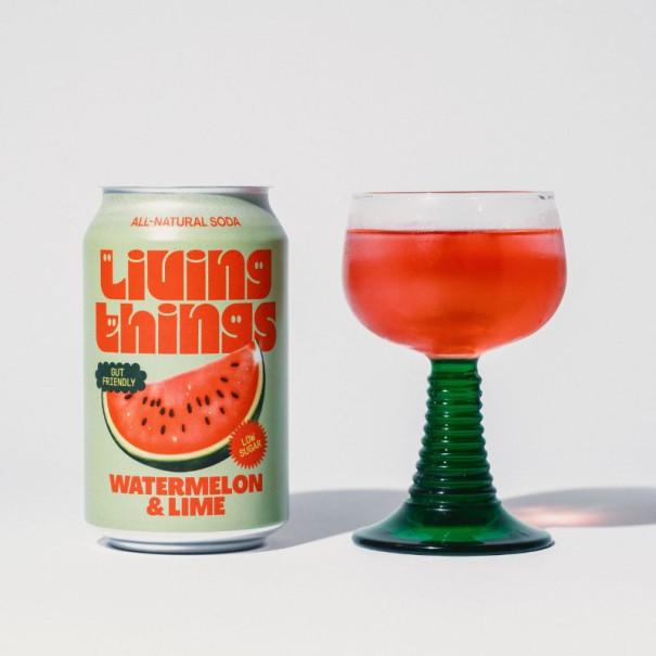 Living Things - Soda prébiotiques pétillant pastèque citron vert 330ml x12