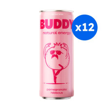 BUDDY - BOISSON FOCUS PETILLANTE GRENADE HIBISCUS CANETTE 250ML x12 BIO
