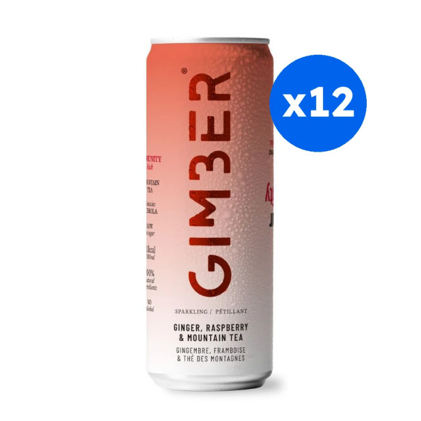 GIMBER - BOISSON PETILLANTE IMMUNITE GINGER FRAMBOISE THE CANETTE 250ML X12 BIO