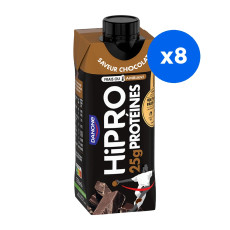 HIPRO - BOISSON LACTEE CHOCOLAT 25G PROTEINES TETRA PAK 330ML x8