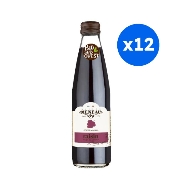 MENEAU - JUS RAISIN ROUGE BOUTEILLE VERRE 250ML x12 BIO