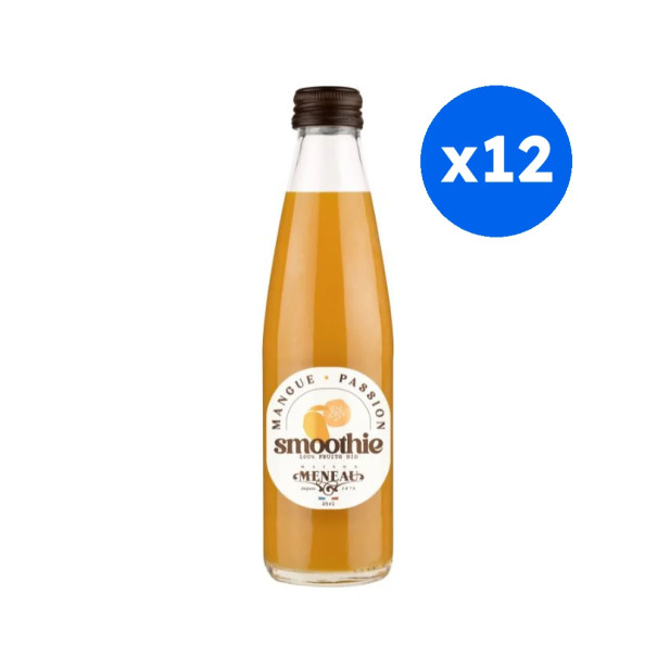 MENEAU - SMOOTHIE MANGUE PASSION BOUTEILLE VERRE 250ML x12 BIO