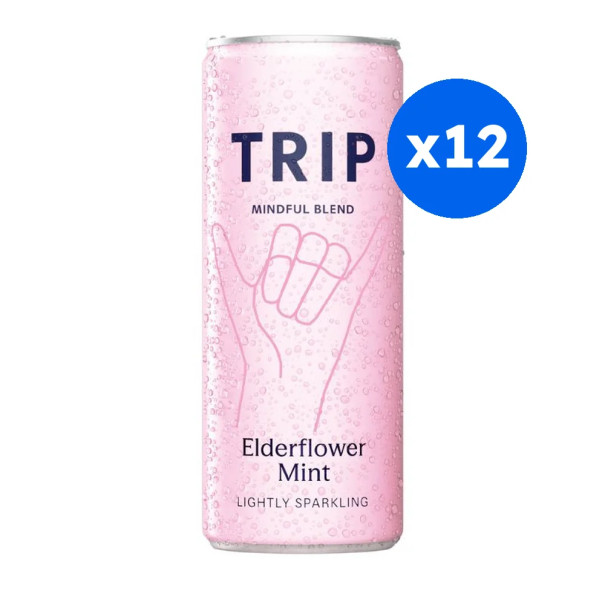 TRIP - EAU PETILLANTE FLEUR DE SUREAU - MENTHE MINDFUL BLEND CAN ALU 330ML x12