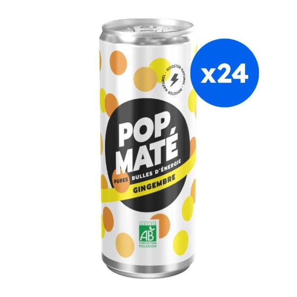 Pop Maté -  Maté gingembre canette 250ml x24 Bio