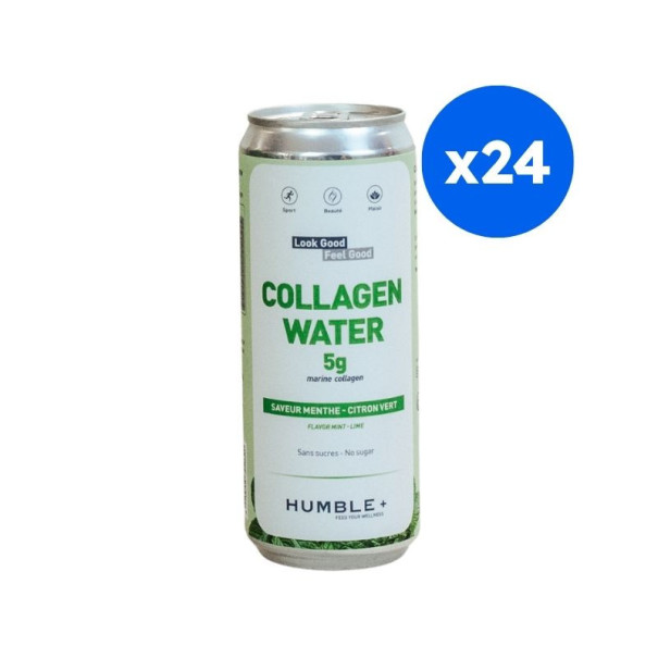 Humble Plus - Eau p?tillante collag?ne menthe citron canette alu 330ml x12