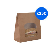 SAC SOS PAPIER KRAFT FENETRE BURGER H.220 x L.155 x P.72 MM x250