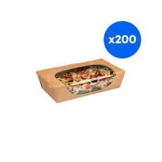 SALADE BOX KRAFT ET PET 1000ML 35OZ x200