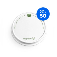 VEGWARE - COUVERCLE POT SOUPE/GLACE PAPIER BLANC COMPOSTABLE 6-10OZ Ø90MM x50