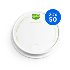 VEGWARE - COUVERCLE VOYAGEUR CARTON BLANC COMPOSTABLE Ø89MM x50