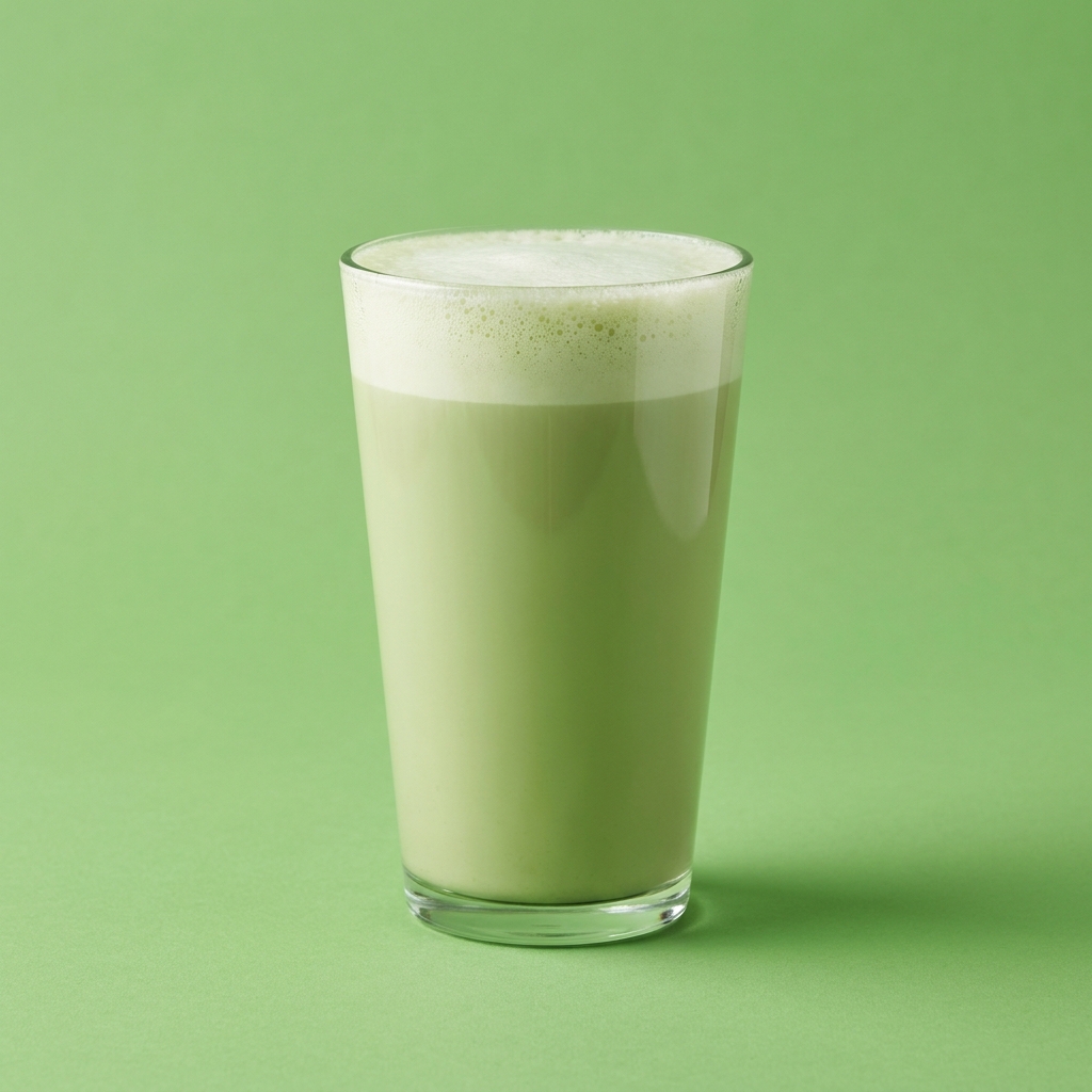 Matcha latte vert servi dans un verre transparent