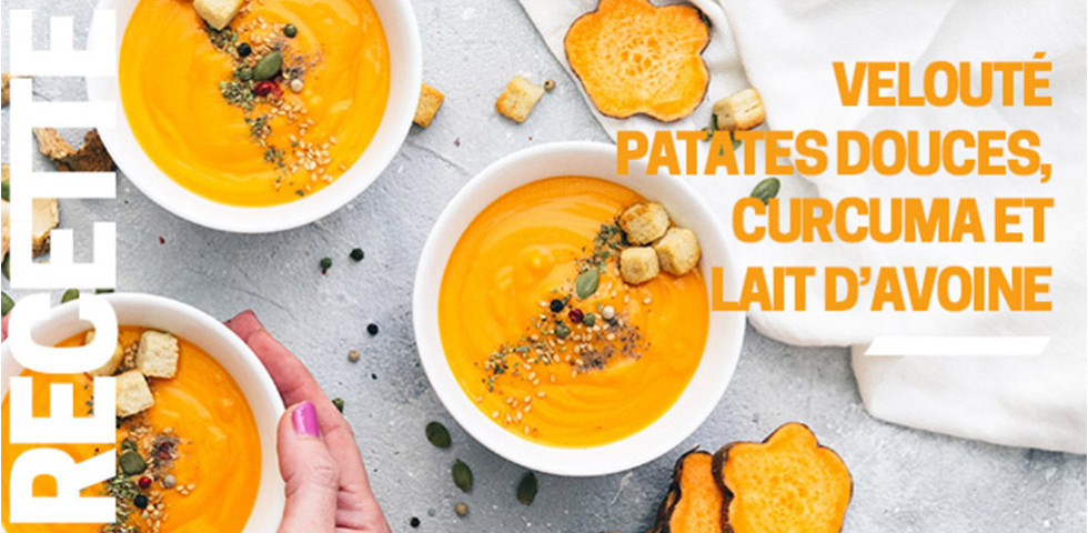 Velouté de patates douces, curcuma et lait d'avoine